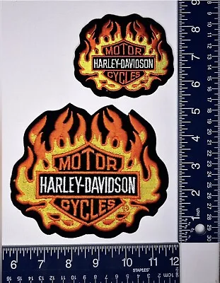 Authentic Vintage Harley-Davidson Emblems Flames Bar & Shield Set Large • $38