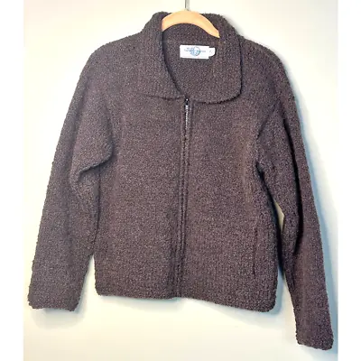 Vintage Cardigan Zip Sweater Brown Ecuador Wool The Sweater Venture Size Small • $36