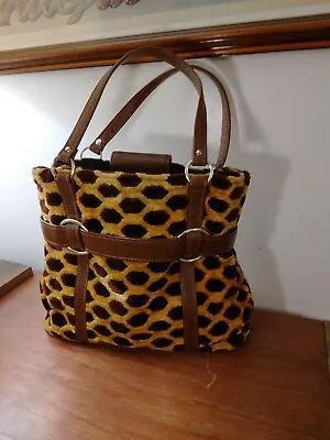 Vintage  Made In Japan  Fuzzy Leopard-print/faux-leather Purse Very Clean • $50