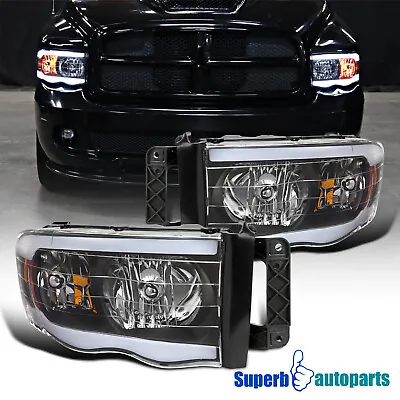 Fits 2002-2005 Ram 1500 / 03-05 Ram 2500 3500 Black Headlights LED Strip Lamps • $138.98