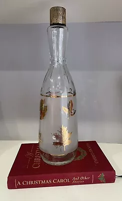 Vintage Libbey Frosted Gold Leaf Golden Foliage Liquor Decanter Bottle Barware • $10