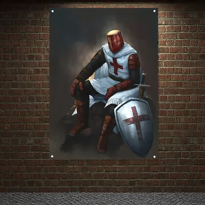 Medieval Armor Warrior Legion Banner Wall Chart Masonic Knight Templar Flag • $26.95