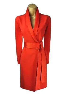 BNWT Karen Millen UK10 US6 Tuxedo Belted Blazer Dress Wrap Belted Red  • £109.99