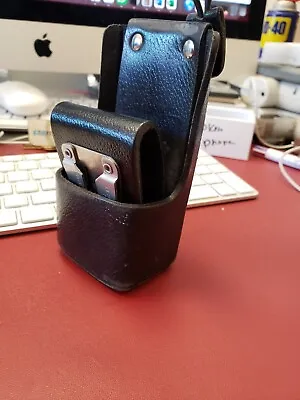 Motorola™ Hard Leather Two Way Radio Case Holder Holster USA Made  ( A1-5) • $45