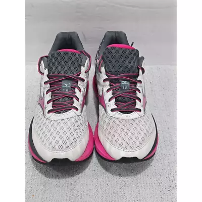 Mizuno Womens Wave Rider 18 Running Shoes White Pink 410656.0021 Lace Up 8.5M • $39.99