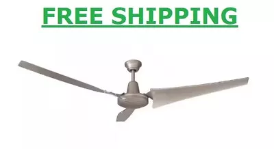 Industrial 60 Inch Indoor/Outdoor Brushed Steel Ceiling Fan W/ Wall Control NEW • $133.70