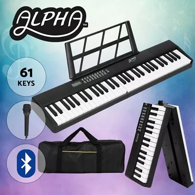 Alpha 61 Keys Foldable Electronic Piano Keyboard Digital Electric W/ Carry Bag • $99.95