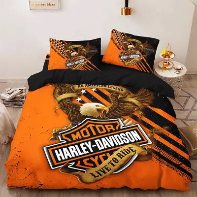 3D Printed Harley-Davidson Quilt Bedding Sets With Motorcycles Logo MX54T55 • $110.99