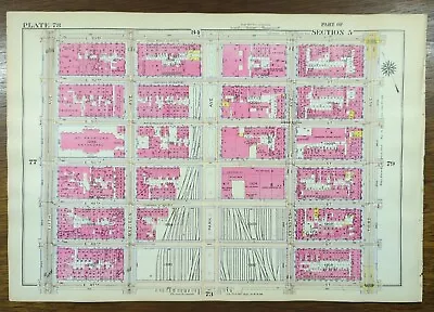 £93.38 • Buy 1916 TURTLE BAY MIDTOWN MANHATTAN NEW YORK CITY NY~ BROMLEY Land & Street Map