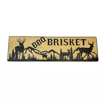 BBQ Brisket Deer Scene - BLACK Sign 4x12 • $14.99