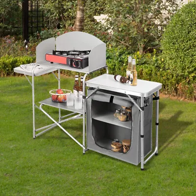Outdoor Portable Camping Table With Storage Bag Folding Picnic Party Garden BBQ • £65.95