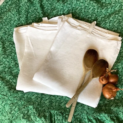 £30 • Buy 3x Antique French Flax Linen Torchon Tea Towels Home Made