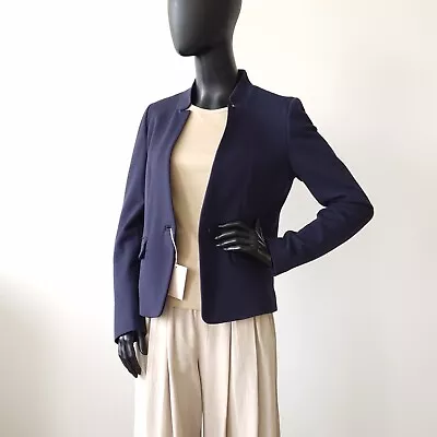 Max&co Max Mara Jersey Blazer Jacket M Fr42 De40 Usa10 Uk14 Houndstooth Blue • $54.68