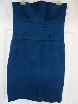 MISSIONI Cotton  Stretch Strapless Detailed Knit Tweed Blue Dress US12   NWOT • $84.97