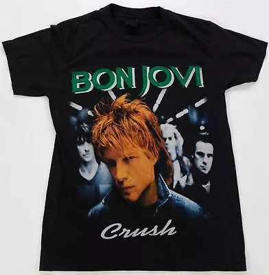 Rare Vintage 3D EMBLEM Bon Jovi Crush 2000 Album Tour T Shirt 90s 2000s Black M • $59.99