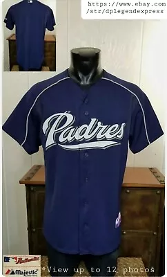 MLB San Diego Padres Baseball Vintage Majestic Vented Button Front Jersey **M • $26.99
