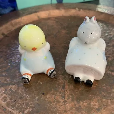 2-Michel And Co Vintage Ceramic  Figurines (chickbunny) • $35