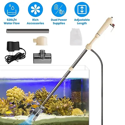 Electric Aquarium Fish Tank Siphon Pump Vacuum Gravel Water Filter Cleaner Pipe • $21.98