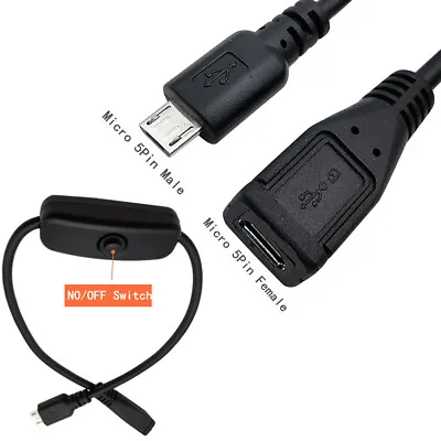 Micro USB Male To Female Cable With Switch Extended Cord Power Adapter • $3.59