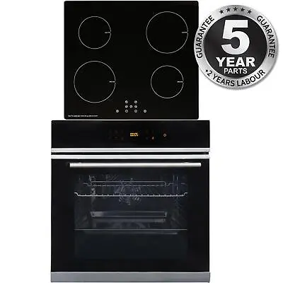 SIA BISO6SS 60cm Black Single Electric True Fan Oven & 4 Zone Induction Hob • £495.99