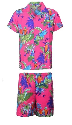 Mens Hawaiian Shirt Hawaii Short Set Party Stag Fancy Alhoa Beach Summer Holiday • £7.99