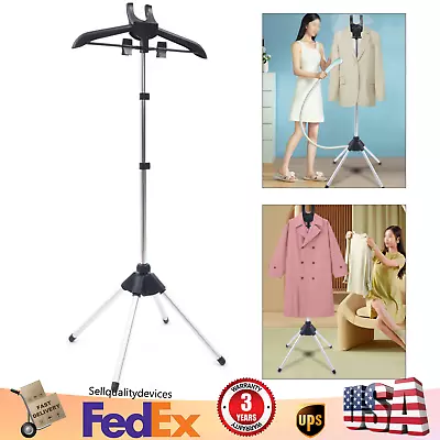 Foldable Ironing Steamer Hanger Bracket Garment & Clothes Drying Rack Home Black • $19.01