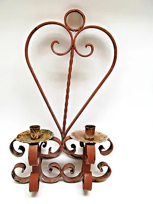 Mexican Colonial Rustic Heavy Wrought Iron Candle Wall Sconce • $55
