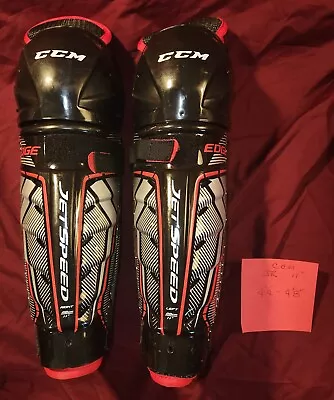 CCM JetSpeed Edge 11  Junior Ice Hockey Shin Guards 4'4 -4'8  Black Red Silver  • $32