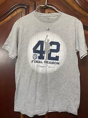 NEW YORK YANKEES MARIANO RIVERA Final Season 42 Majestic MLB Baseball T-Shirt M • $25