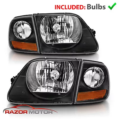 For 97-03/02 Ford F150/ Expedition Lightning Style Black Headlight + Corner Pair • $75.61