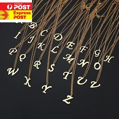 A-Z Gold Stainless Steel Alphabet Letter Necklace Initial Name Pendant • $7.61