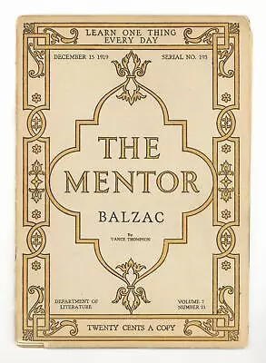 Mentor Magazine #193 GD 2.0 1919 Low Grade • $3