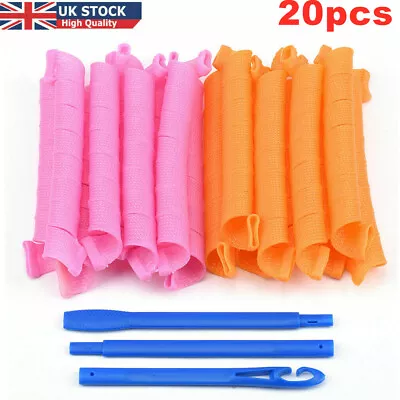 £9.99 • Buy 20x Lady Magic Curlers Short Long Hair Spiral Curl Formers Leverage Rollers+Hook