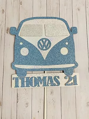 £5 • Buy VW Camper Van Glitter  Card Cake Topper Personalised Name And Age