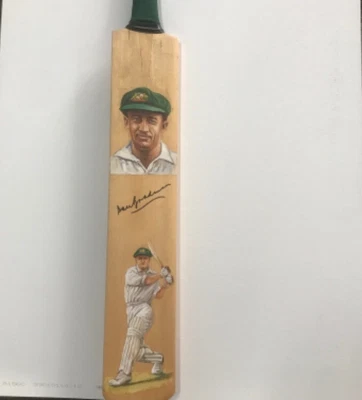 $550 • Buy Autographed Cricket Bat By Don Bradman With Images In Oils By Dave Thomas