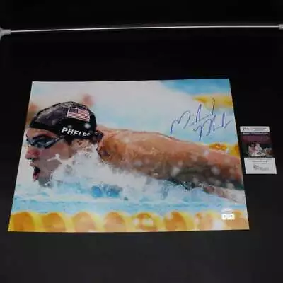 Michael Phelps Signed 16x20 Photo Olympic Swimming Autograph JSA COA ZJ9700 • $97.19