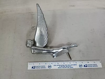 Vintage Flying Lady Winged Goddess Hood Ornament Chrome Hotrod Rat Rod Emblem  • $125