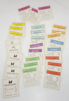 Vintage Monopoly Board Game Pieces Replacement Titles Properties 1970s • $5.99