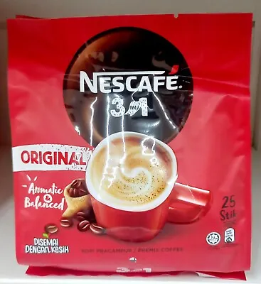 NESCAFE 3 In 1 Original Premix Coffee 18g × 25 Sticks (Pack Of 1) • $23