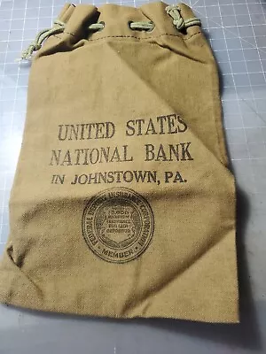 Cloth Money Bag / U.s. National Bank/ Johnstownpa. • $12.70