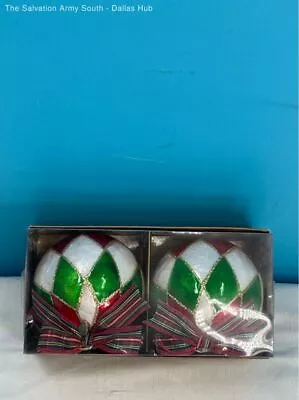 MacKenzie-Childs Red & Green Harlequin Capiz Ornaments - Set Of 2 • $9.99