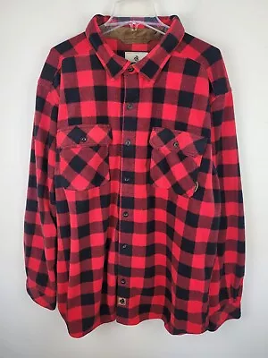 Flannel Shirt Mens 2XL Red Buffalo Plaid Outdoor Casual Work Heavyweight • $20.99