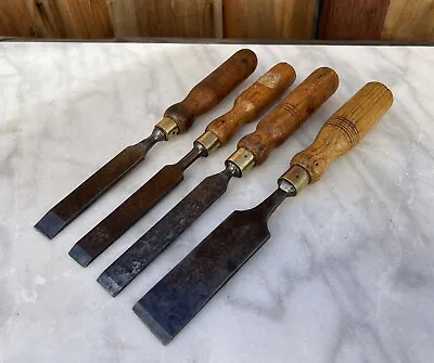 Vintage Lot Of 4 English-Made Woodworking Chisels ~ Sheffield England • $48