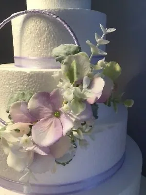 Hoop Artificial Cake Topper With Barely Lilac Hydrangeas • £25
