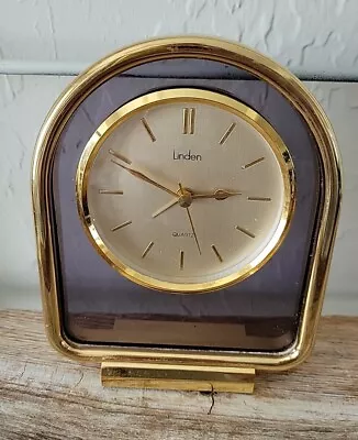 Vintage Linden Quartz Gold Brass Desk Clock 6  Height • $42.99