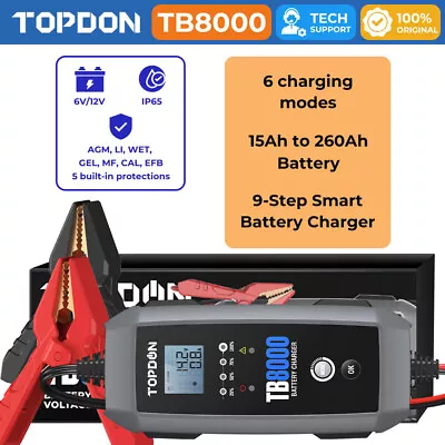 TOPDON TB8000 Car Automatic Battery Maintainer Battery Charger 12Volt Peak 8Amp • $149