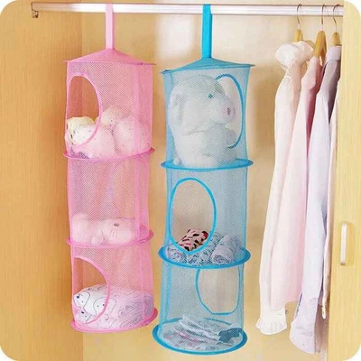 £5.25 • Buy UK Hanging 3 Tier Storage Bag Mesh Net Toy Bedroom Bathroom Home Tidy Organizer