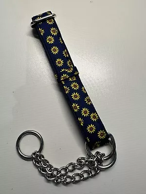 Martingale Half Check Choke Chain Dog Collar Sunflowers Design Stainless Steel • £6.75