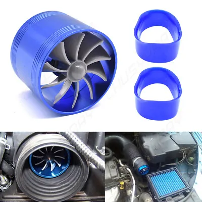 Car Air Intake Turbonator Blue Fan Engine Gas Fuel Saver Turbine Charger Parts • $12.98