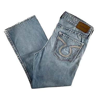 Big Star Jeans Union Straight Leg Mid Rise Light Wash Thick Stitch Men's 36 X 28 • $29.97